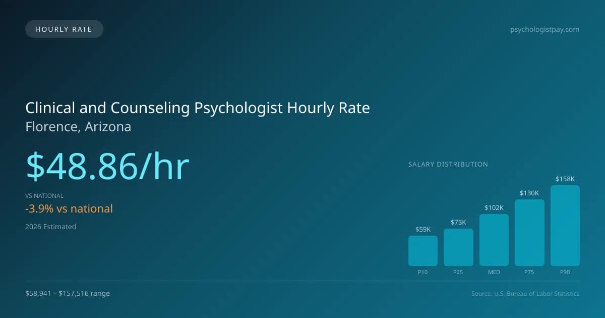 Clinical and Counseling Psychologist Hourly Rate in Florence, AZ — 2026 est., based on 2025 BLS