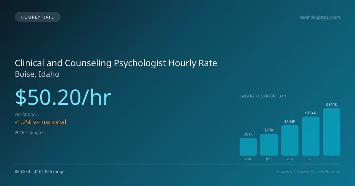 Clinical and Counseling Psychologist Hourly Rate in Boise, ID — 2026 est., based on 2025 BLS