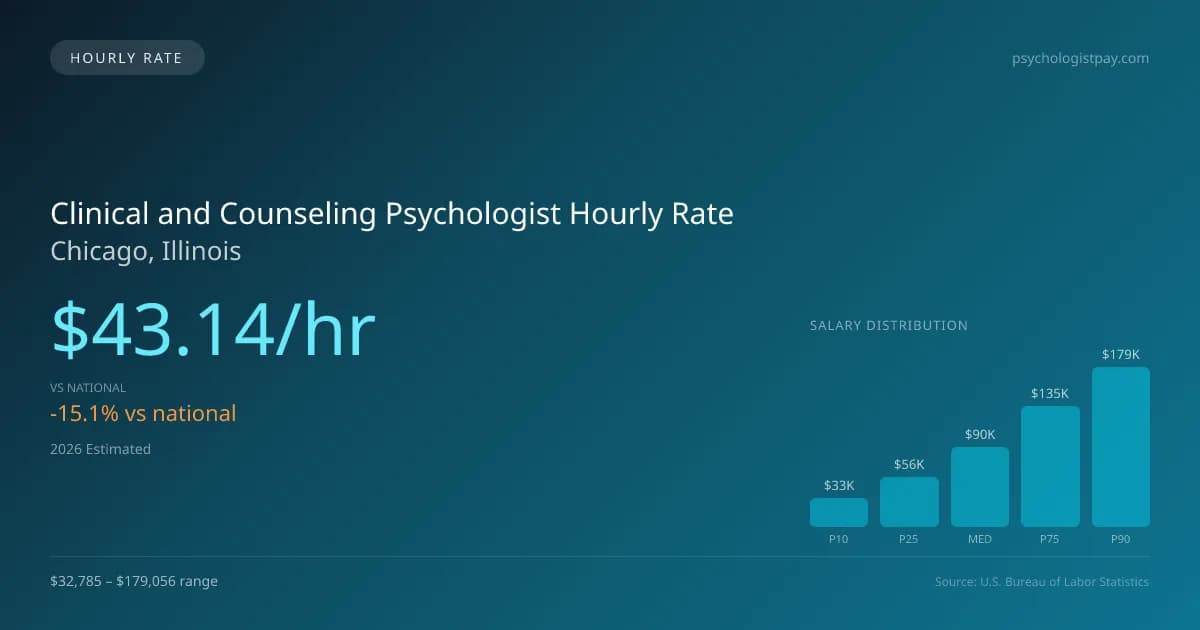 Clinical and Counseling Psychologist Hourly Rate in Chicago, IL — 2026 est., based on 2025 BLS