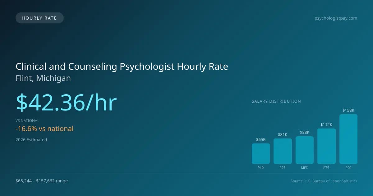 Clinical and Counseling Psychologist Hourly Rate in Flint, MI — 2026 est., based on 2025 BLS