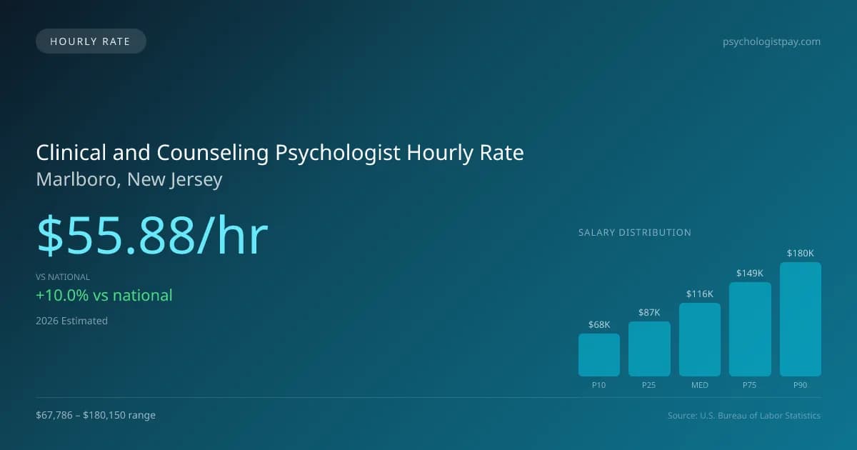 Clinical and Counseling Psychologist Hourly Rate in Marlboro, NJ — 2026 est., based on 2025 BLS