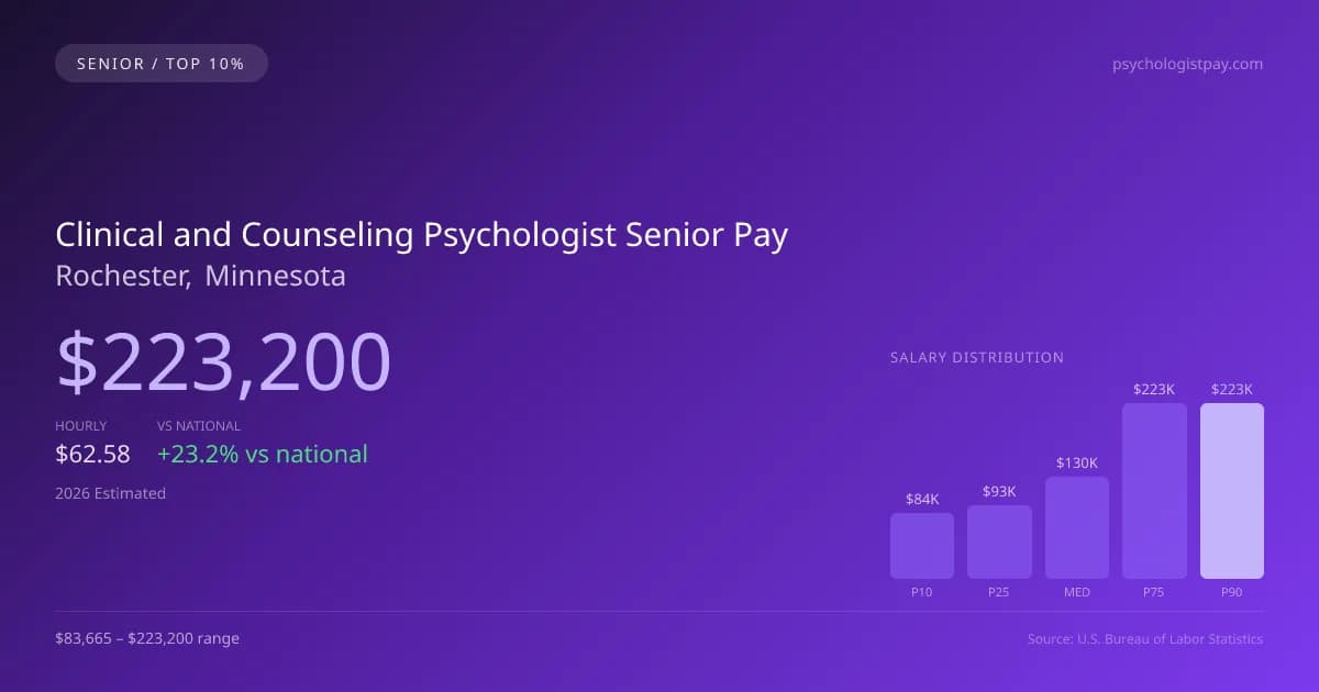 Clinical and Counseling Psychologist Senior Salary in Rochester, MN — 2026 est., based on 2025 BLS