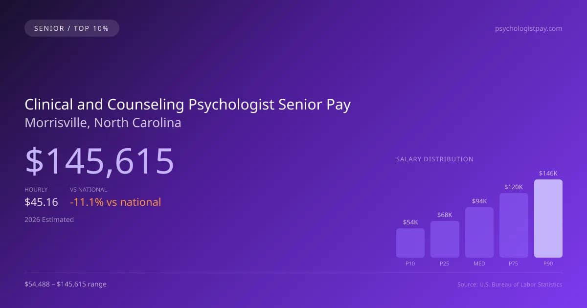 Clinical and Counseling Psychologist Senior Salary in Morrisville, NC — 2026 est., based on 2025 BLS