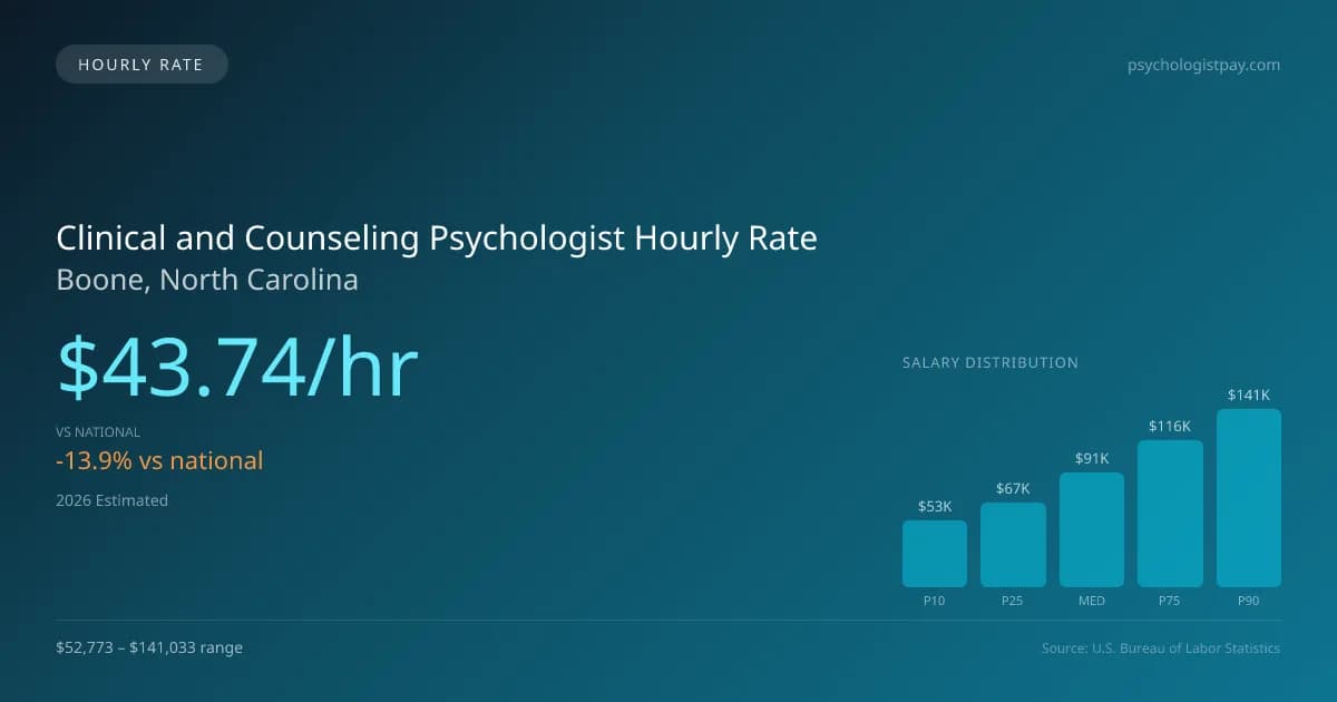 Clinical and Counseling Psychologist Hourly Rate in Boone, NC — 2026 est., based on 2025 BLS