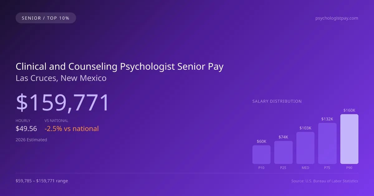 Clinical and Counseling Psychologist Senior Salary in Las Cruces, NM — 2026 est., based on 2025 BLS